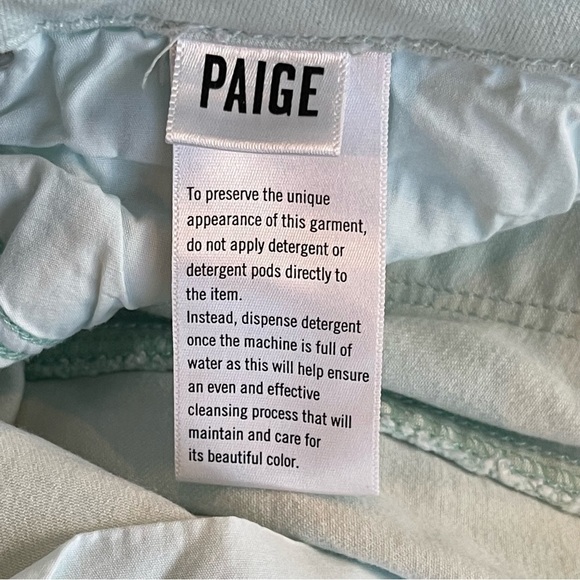 Paige Verdugo Crop Skinny Straight Leg Mid-rise Mint Green or Blue Jeans; 27 - Picture 9 of 9
